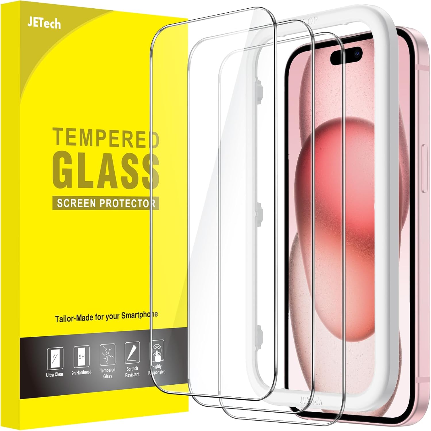 JETech Protetor de Ecrã para iPhone 15 6,1 Polegadas